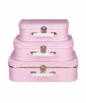 Speelgoed koffertje roze met stippen wit 25 cm
