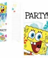 Spongebob thema kinder feestje uitnodigingen 6x stuks