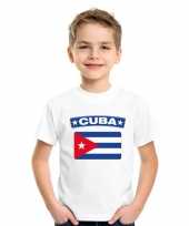 T shirt met cubaanse vlag wit kinderen
