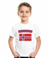 T shirt met noorse vlag wit kinderen