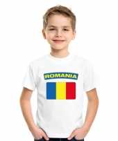 T shirt met roemeense vlag wit kinderen