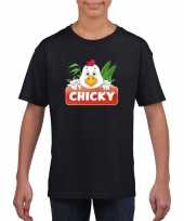 T shirt zwart voor kinderen met chicky de kip