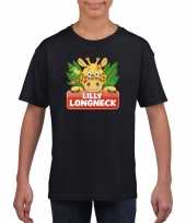 T shirt zwart voor kinderen met lilly longneck de giraffe