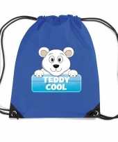 Teddy cool de ijsbeer rugtas gymtas blauw voor kinderen