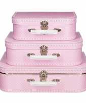 Teken koffertje roze met stippen 25 cm