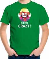 Vrolijk paasei ei feel crazy t-shirt groen voor kinderen paas kleding outfit