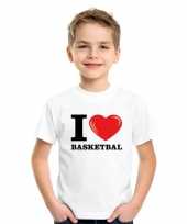 Wit i love basketbal t-shirt kinderen