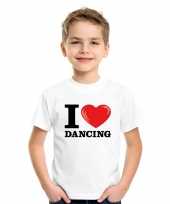 Wit i love dancing t-shirt kinderen
