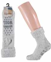 Wollen huis sokken anti slip voor kinderen grijs maat 31 34