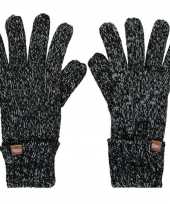 Zwart grijs gemeleerde gebreide handschoenen met fleece voering voor kinderen