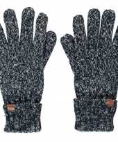 Zwart navy gemeleerde gebreide handschoenen met fleece voering voor kinderen
