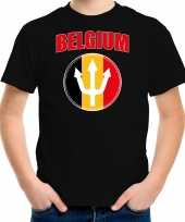Zwart t-shirt belgium met drietand belgie supporter ek wk voor kinderen