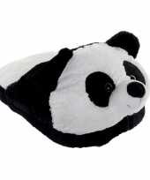Zwarte panda voetenwarmer slof voor kinderen volwassenen